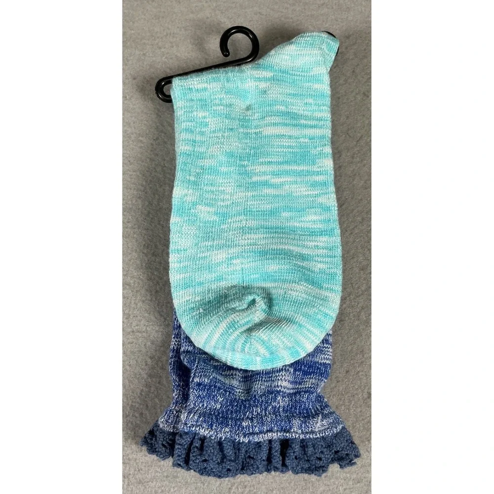 Nordstrom Rack Abound‎ Ruffle Trim Crew Socks Blue Europe One Size NWT